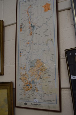 Lot 759 - Map Les Cotes de Rhone, framed and glazed