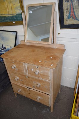 Lot 760 - Pine mirror back four drawer  dressing chest,...