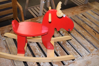 Lot 784 - Modern child's wooden rocking moose