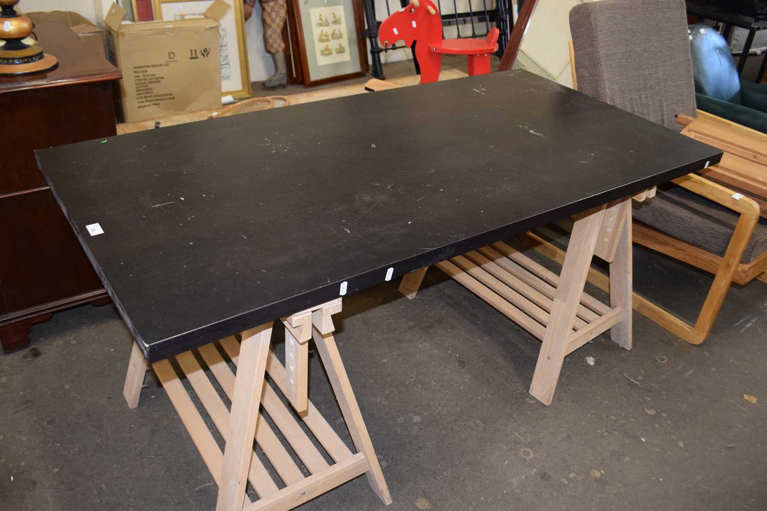 Lot 789 - Modern tressel type kitchen table 150cm wide