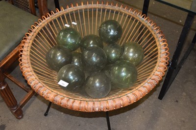 Lot 795 - Mid Century woven circular glass top coffee...