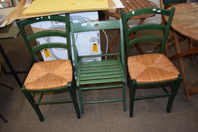 Lot 796 - Pair of modern rush seated kitchen chairs plus...