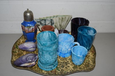 Lot 10 - MIXED LOT: VARIOUS SLAG GLASS BEAKERS AND CUPS,...