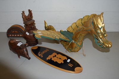 Lot 11 - CONTEMPORARY GILT DECORATED WOODEN DRAGON...