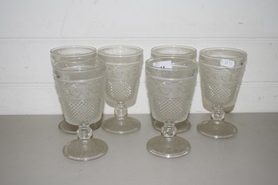Lot 14 - SET OF SIX PRESSED CLEAR GLASS RUMMERS
