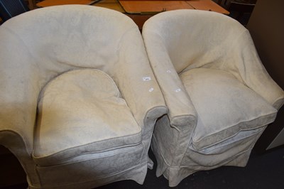 Lot 875 - Pair of upholstered tub chairs