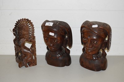Lot 16 - PAIR OF FAR EASTERN HARDWOOD CARVED BUSTS,...