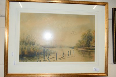 Lot 925 - Watercolour, indistinctly signed, river scene