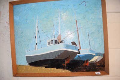 Lot 938 - Oil on board, fishing boats, signed Alan A...