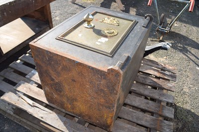 Lot 421 - Vintage fire proof iron safe, with keys to...