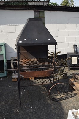 Lot 397 - Cast iron barbecue trolley with hood