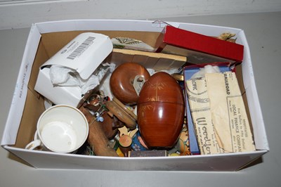 Lot 25 - BOX OF VARIOUS MIXED ITEMS TO INCLUDE TURNED...