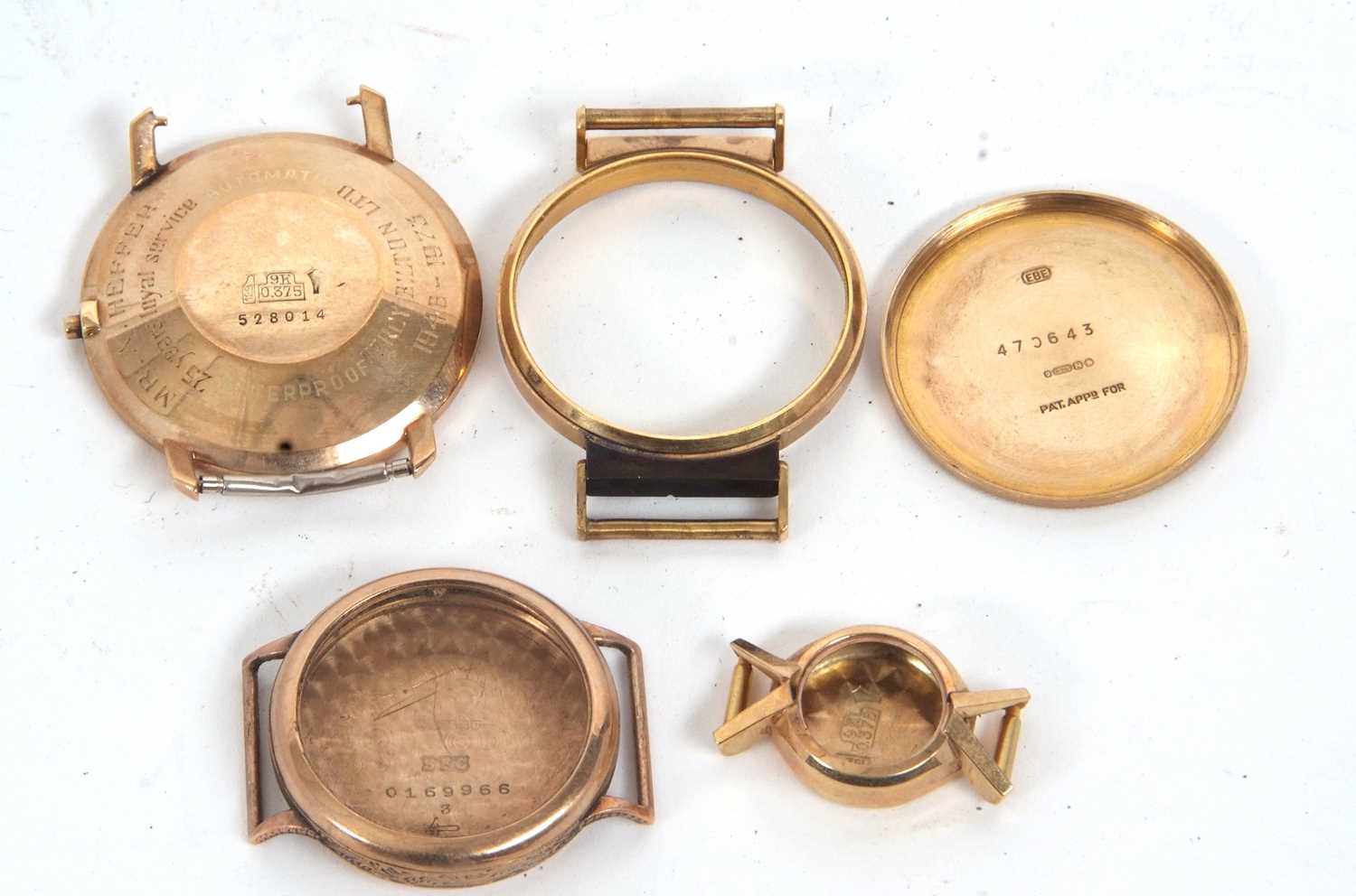 Lot 394 - A selection of yellow metal watch cases, all...