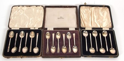 Lot 207 - Mixed Lot:  Three cased  sets of six silver...