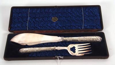 Lot 209 - Pair of silver plated cased Victorian servers,...