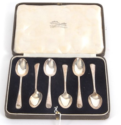 Lot 214 - Cased set of six George VI silver teaspoons,...