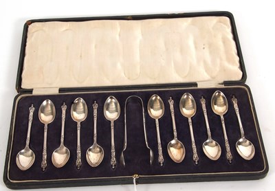 Lot 218 - Cased set of twelve George V apostle teaspoons...