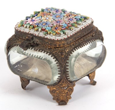 Lot 226 - Vintage micro-mozaic lidded  glass casket...