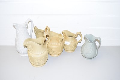 Lot 38 - SIX VICTORIAN BUFF COLOURED AND OTHER JUGS