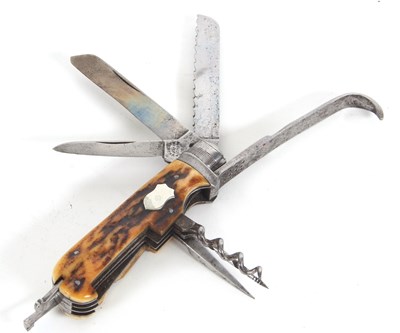 Lot 302 - Harrison Bros sportsmans knife with stag...