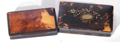 Lot 157 - Two tortoiseshell mounted horn snuff boxes of...