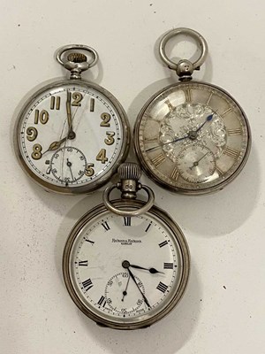 Lot 363 - A group of three silver cased pocket watches...