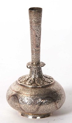 Lot 47 - An Eastern white metal spill vase of tapering...