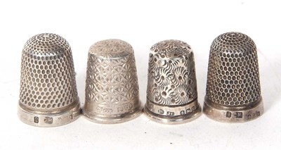 Lot 218 - Group of four hallmarked silver thimbles