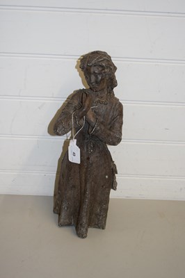 Lot 49 - BRONZED SPELTER MODEL OF A YOUNG WOMAN