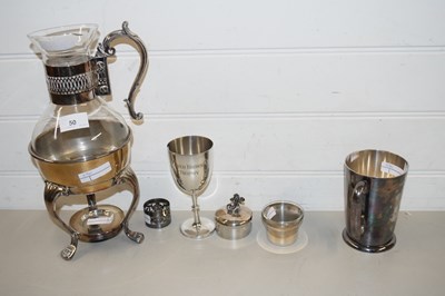 Lot 50 - MIXED LOT: COMPRISING A SILVER PLATED MOUNTED...