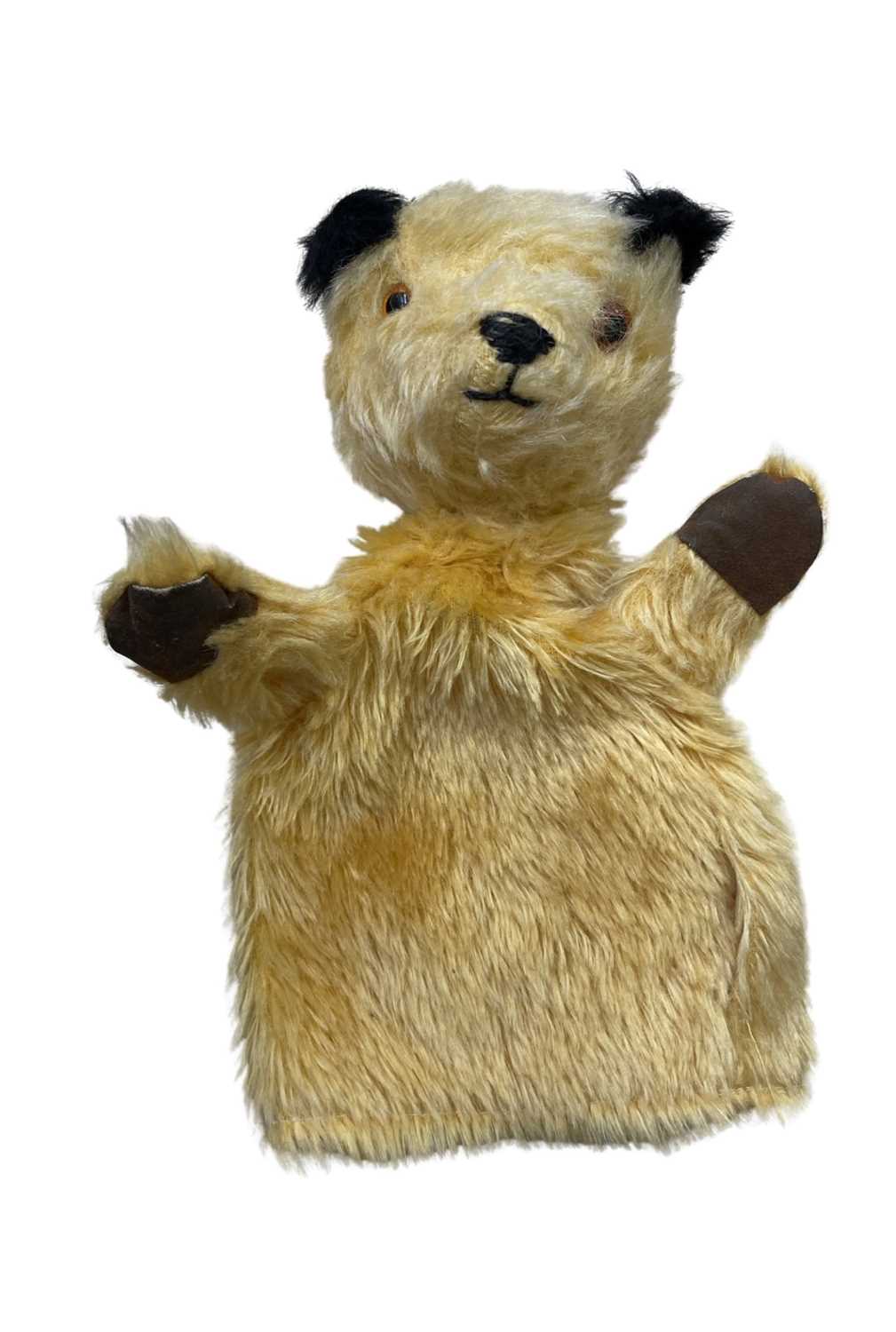 Lot 160 - A c1950s/60s Sooty hand puppet, with leather...