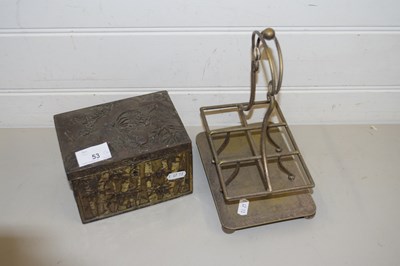 Lot 53 - ORIENTAL BASE METAL BOX WITH WOOD LINED...