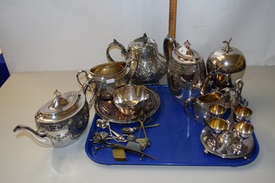 Lot 34 - Tray of various assorted silver plated wares...