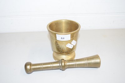 Lot 64 - BRASS PESTLE AND MORTAR