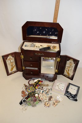 Lot 105 - Wooden table top jewellery case and various...