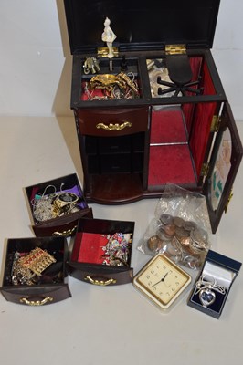 Lot 107 - Small table top jewellery cabinet and various...