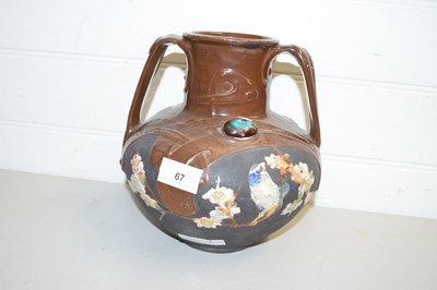 Lot 67 - BRETBY TWO-HANDLED VASE DECORATED WITH BIRDS