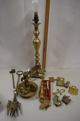 Lot 127 - Mixed Lot: Brass table lamp, various brass...