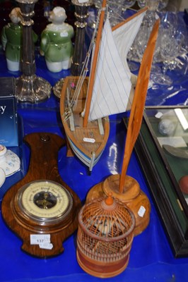 Lot 137 - Mixed Lot: Model boat, musical bird in cage...