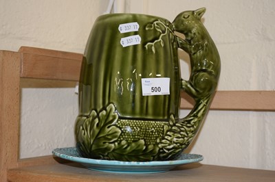 Lot 500 - A green glazed Sylvac squirrel jug together...