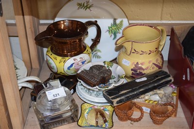 Lot 521 - Mixed Lot: Lustre ware jugs, glass salts and...