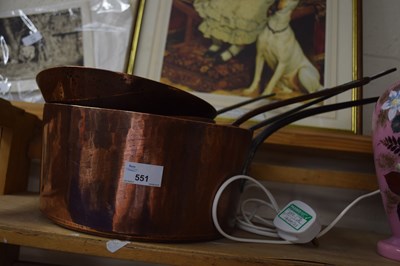 Lot 551 - Quantity of copper pans