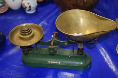 Lot 188 - Vintage iron and brass kitchen scales marked...