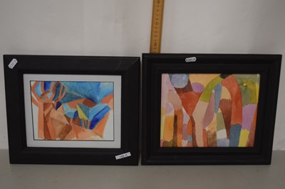 Lot 193A - Pair of abstract water colour studies set in...