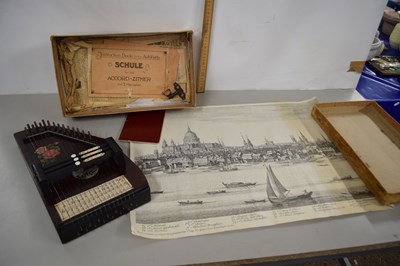 Lot 199 - Vintage autoharp together with a fire poker...