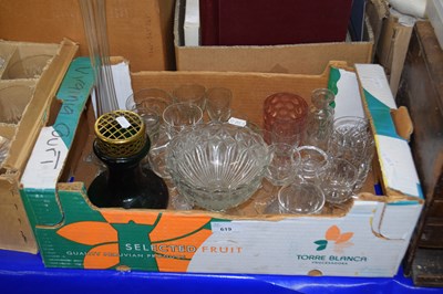 Lot 619 - Set of six cut glass wine glasses and other...