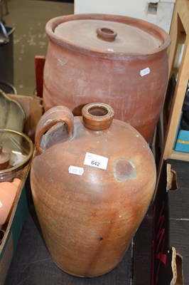 Lot 642 - Stone ware jug and terracotta jar and cover