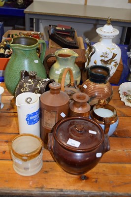 Lot 216 - Mixed Lot: Various pottery vases, salt pig and...