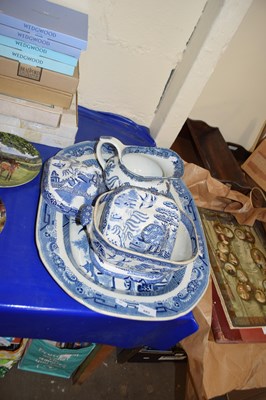 Lot 682 - Blue and white serving dish together with...