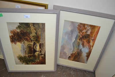 Lot 725 - Pair of framed watercolour landscapes